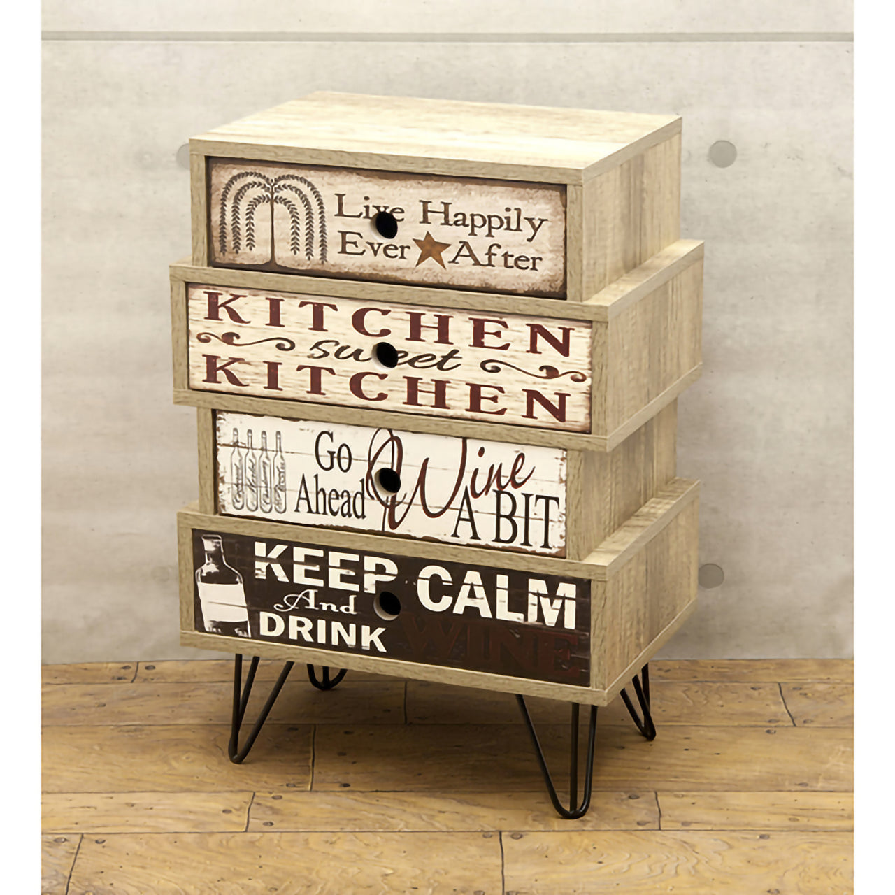 スタジオファニチャー★4段キャビネット002|アメリカンテイストの組立式収納家具