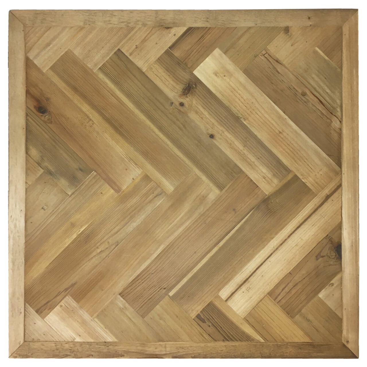 古材カフェテーブル ヘリンボーン/W600×D600