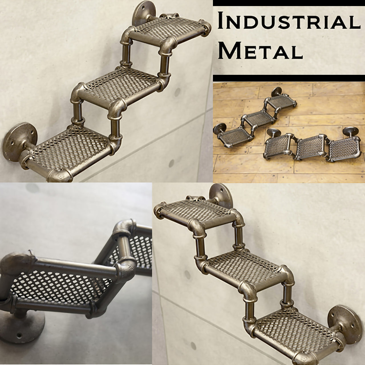 インダストリアル ウォール 3段シェルフ