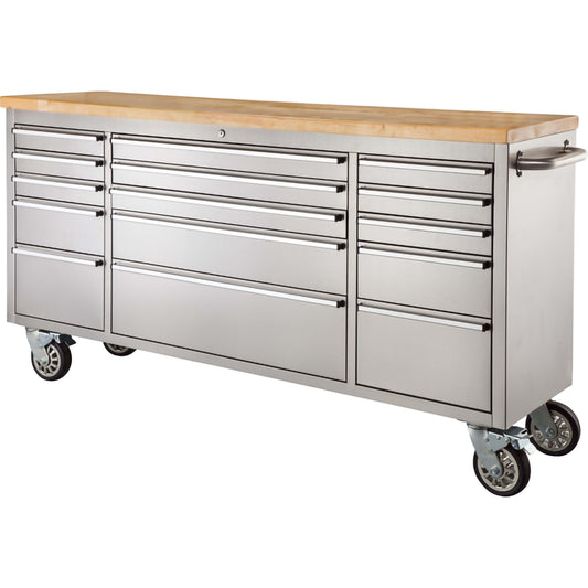 GB-S15 ツールキャビネット|幅184cmの大型収納、ステンレス×天然木のプロ仕様キャビネット