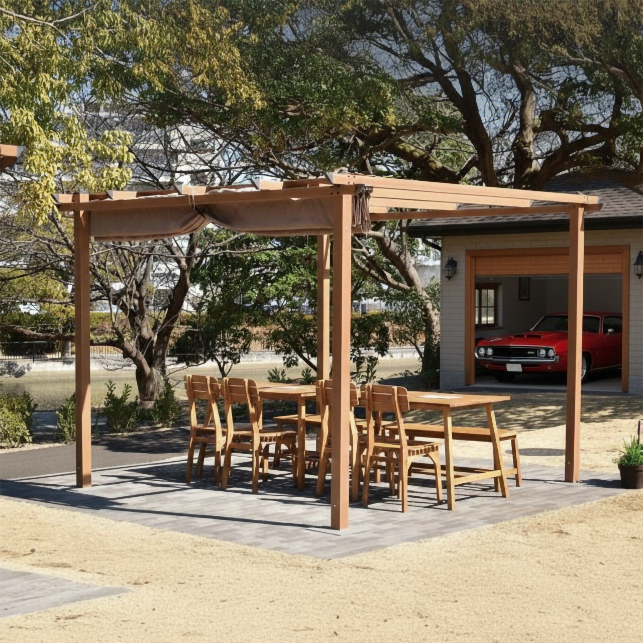 日よけ 木目調パーゴラ – Garage Outfitters