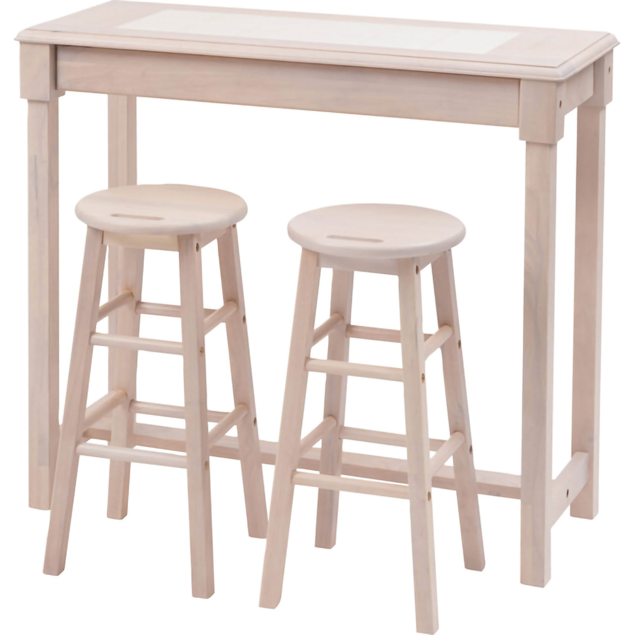 GB-T04 ナチュラ カウンタースツールセット|木の温もりとタイルのアクセントが光る、癒しのカフェ空間へ