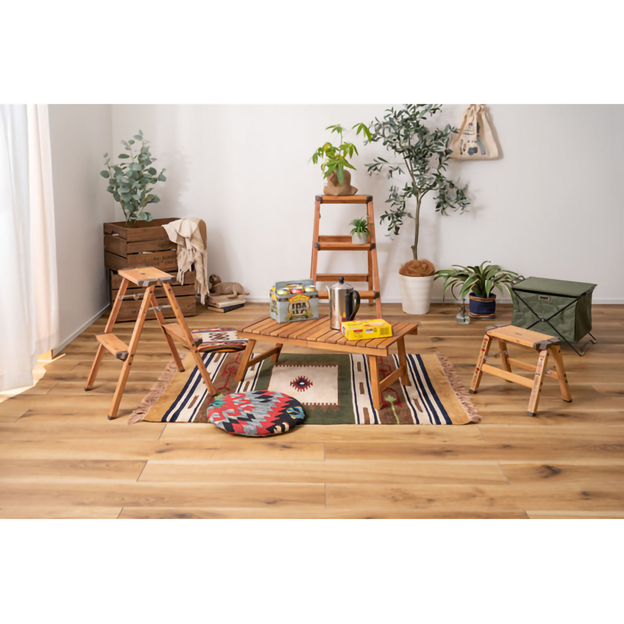 GB-LF13 アルミ ステップスツール(木目プリント)