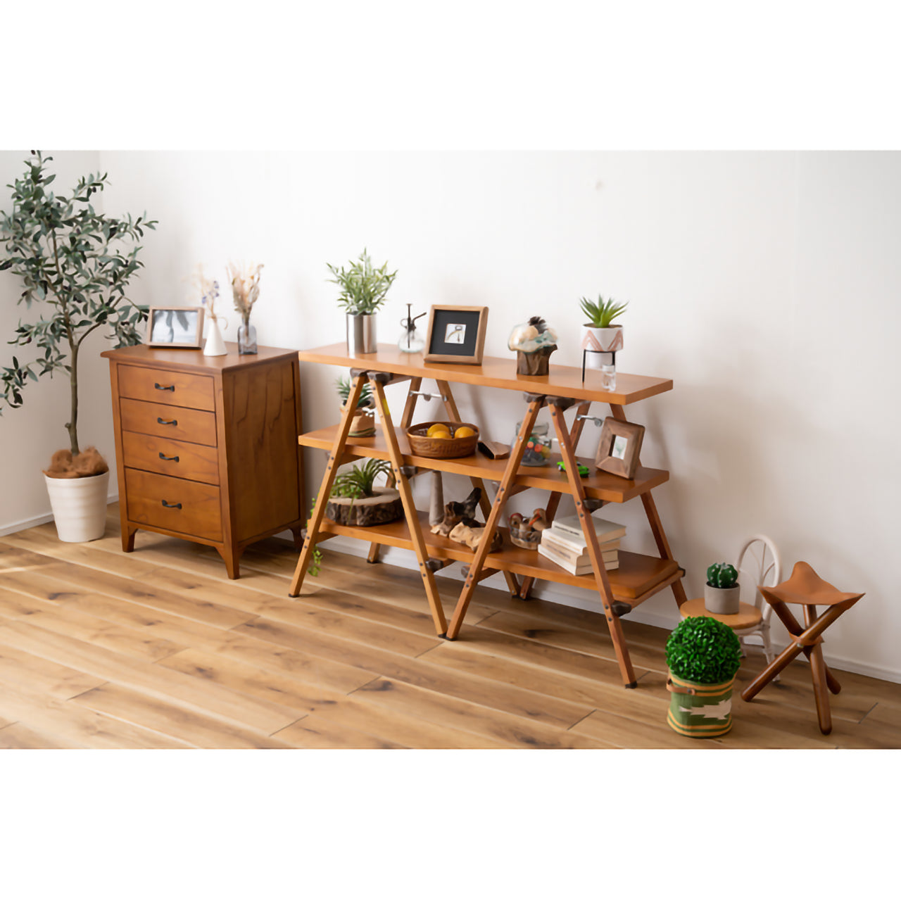 GB-LF13 アルミ ステップスツール(木目プリント)