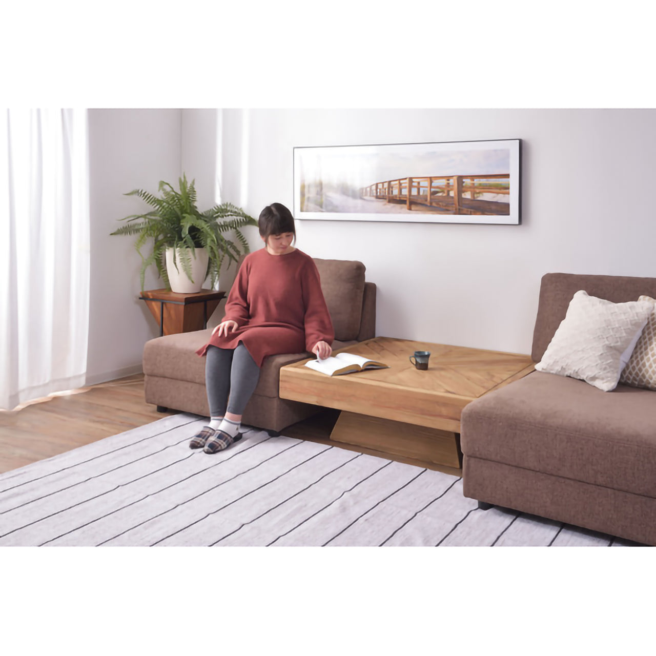 GB-T08 リビングテーブル|古材の風合いが映える、正方形のヴィンテージローテーブル