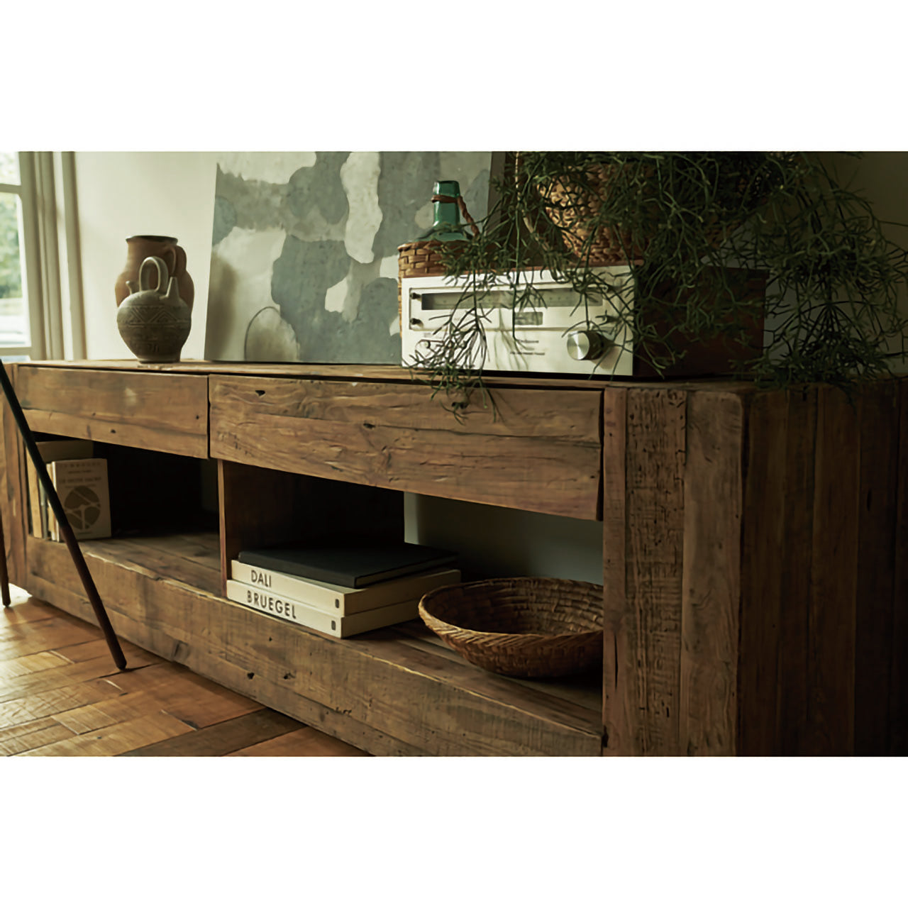 GB-T09 ローボード|古材の重厚感が映える、幅210cmのヴィンテージテレビボード