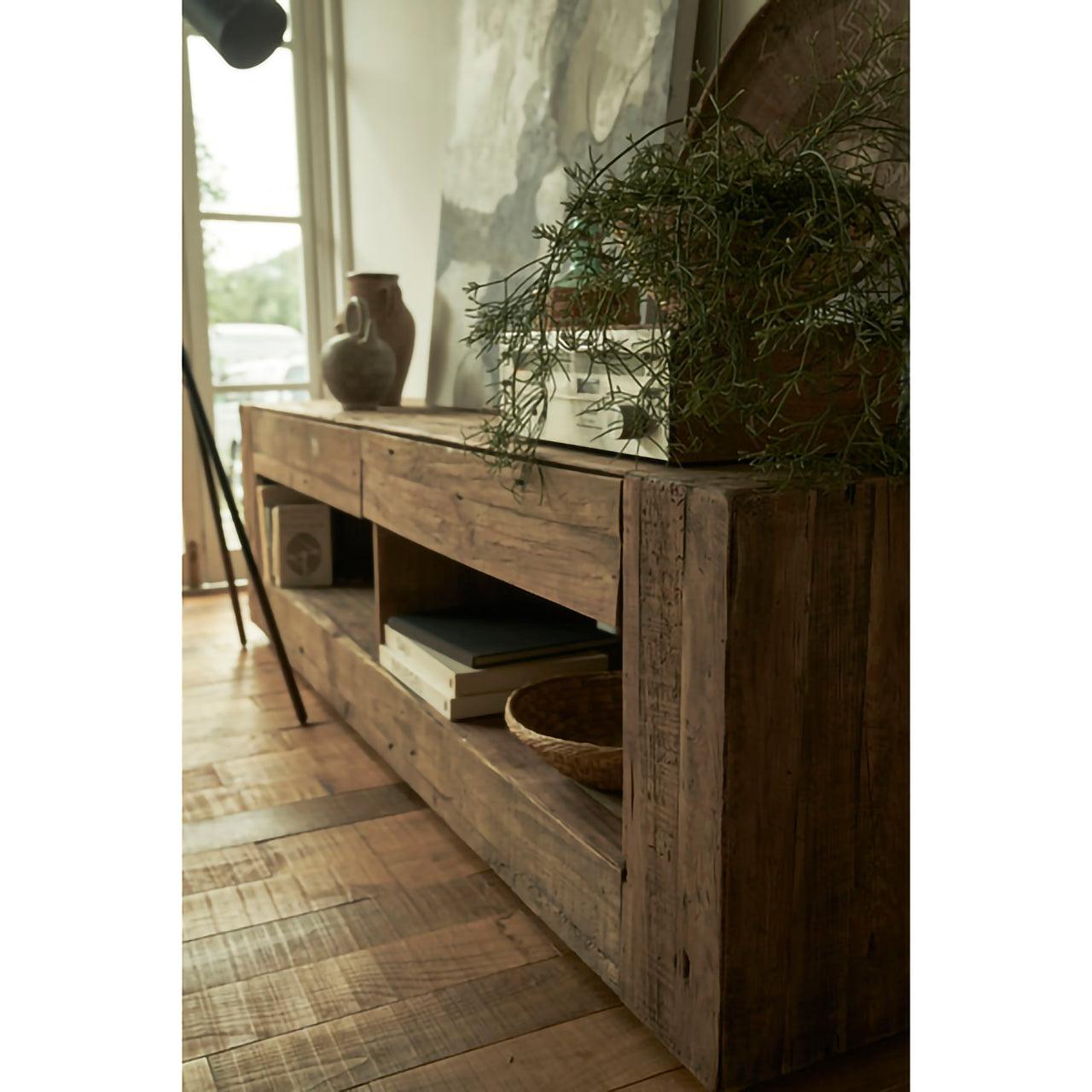 GB-T09 ローボード|古材の重厚感が映える、幅210cmのヴィンテージテレビボード