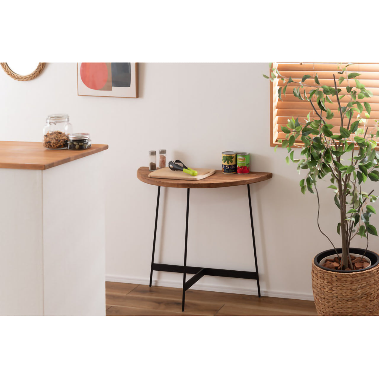 GB-T12 コンソール|半円フォルムが美しい、古材×アイアンのヴィンテージテーブル