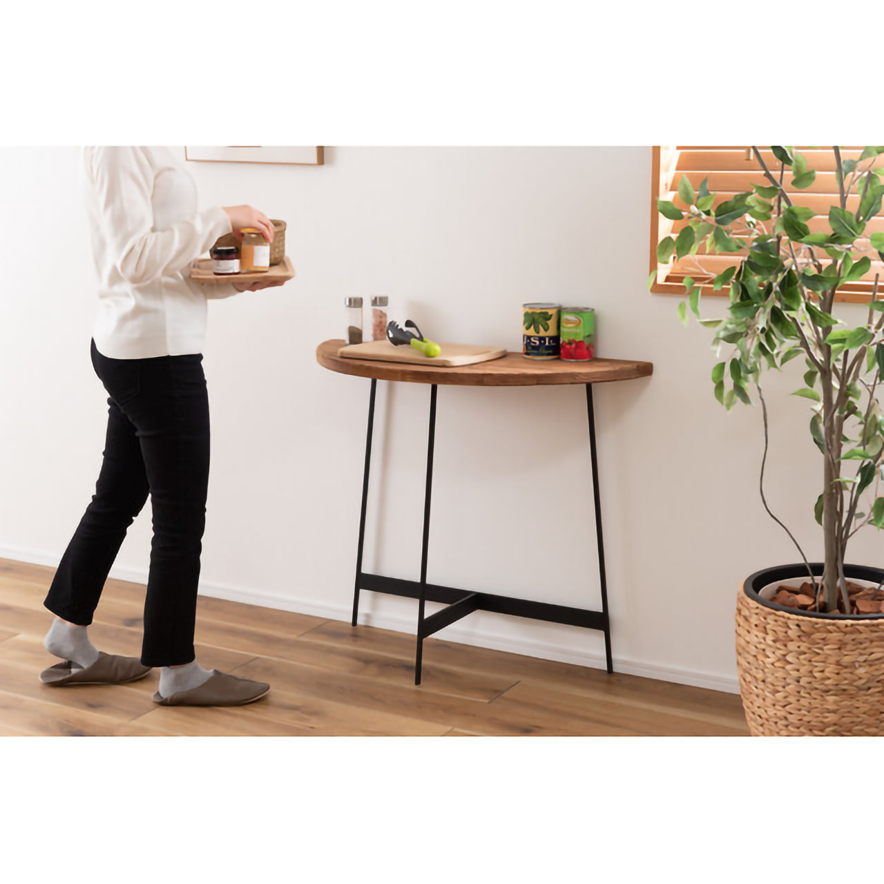 GB-T12 コンソール|半円フォルムが美しい、古材×アイアンのヴィンテージテーブル