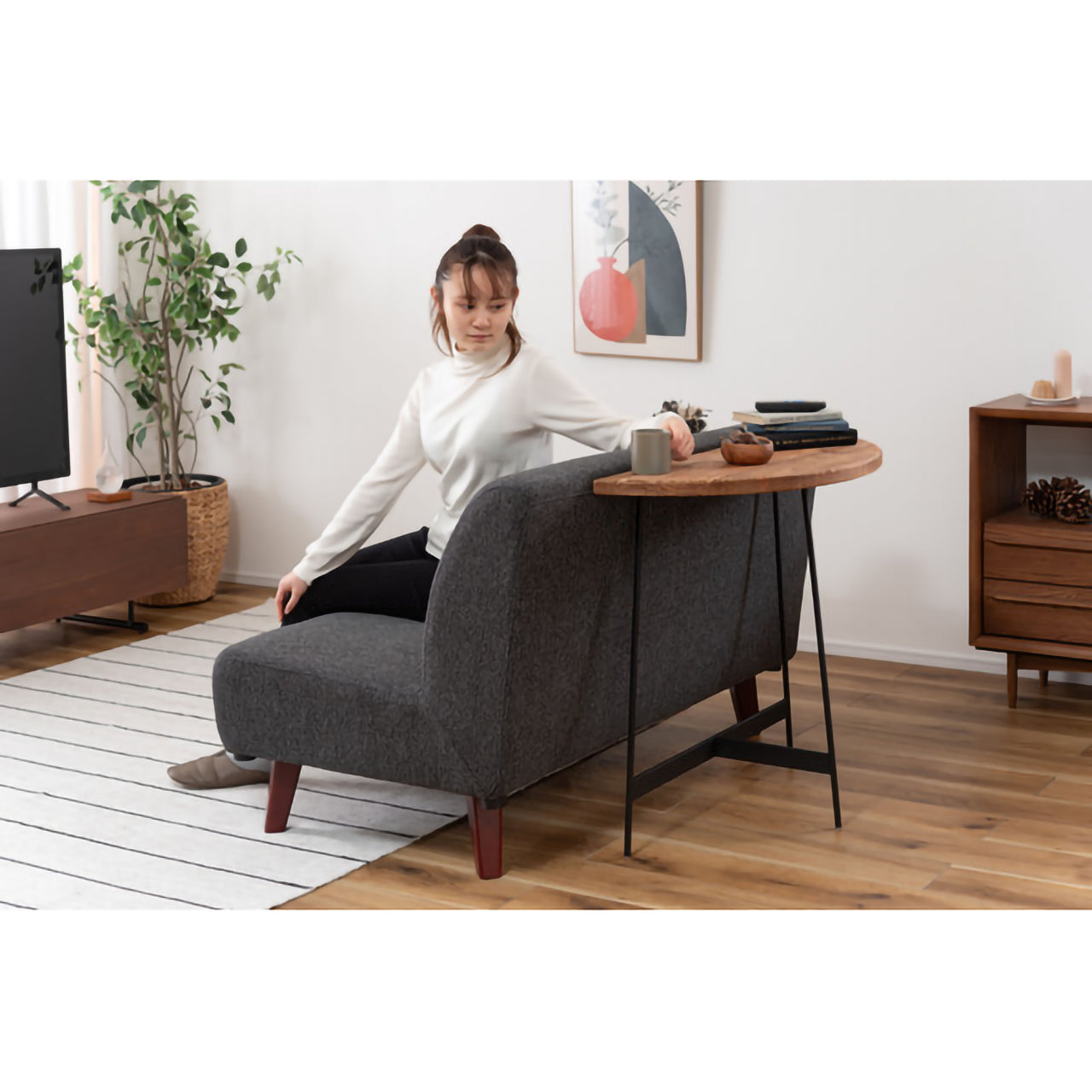 GB-T12 コンソール|半円フォルムが美しい、古材×アイアンのヴィンテージテーブル