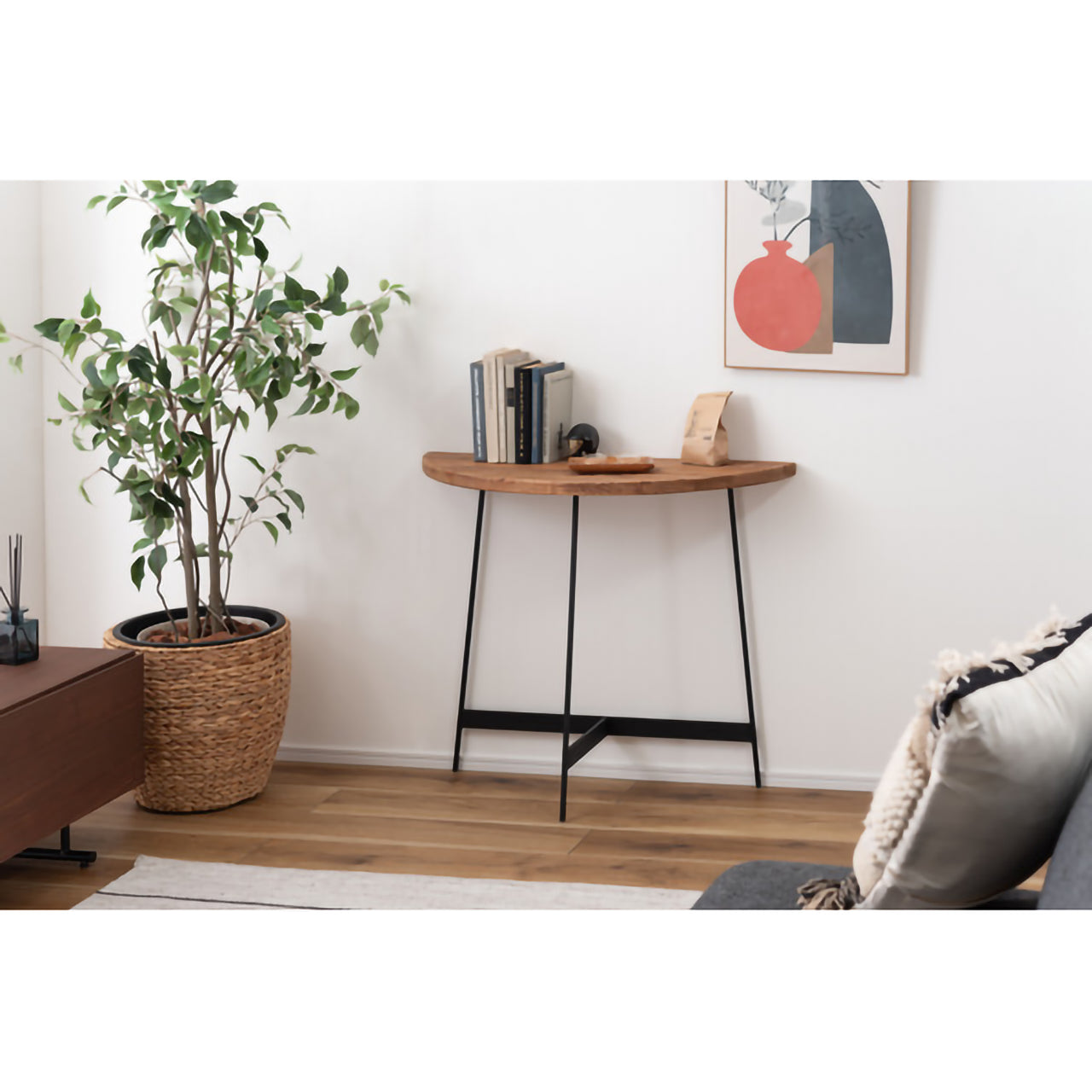 GB-T12 コンソール|半円フォルムが美しい、古材×アイアンのヴィンテージテーブル