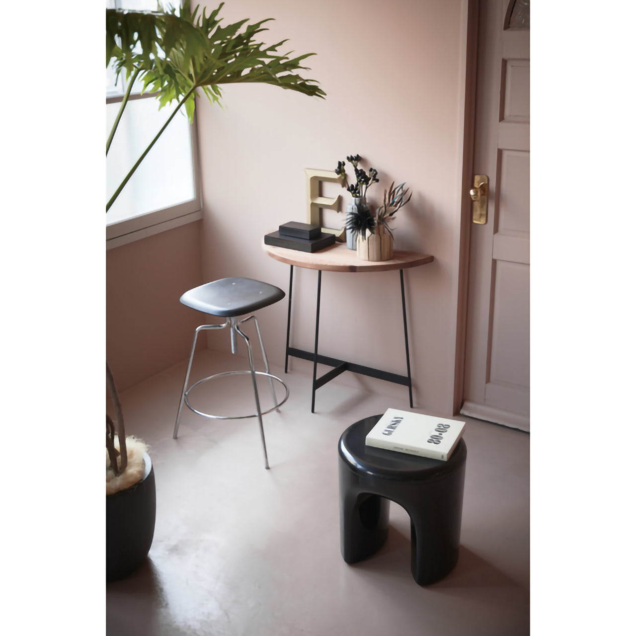 GB-T12 コンソール|半円フォルムが美しい、古材×アイアンのヴィンテージテーブル