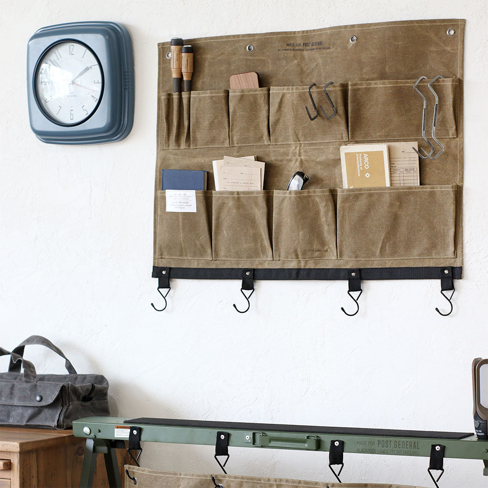 WAXED CANVAS WALL POCKET L / ワックスドキャンバス ウォールポケット L - BROWN