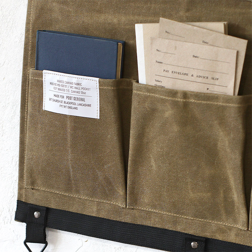 WAXED CANVAS WALL POCKET L / ワックスドキャンバス ウォールポケット L - BROWN