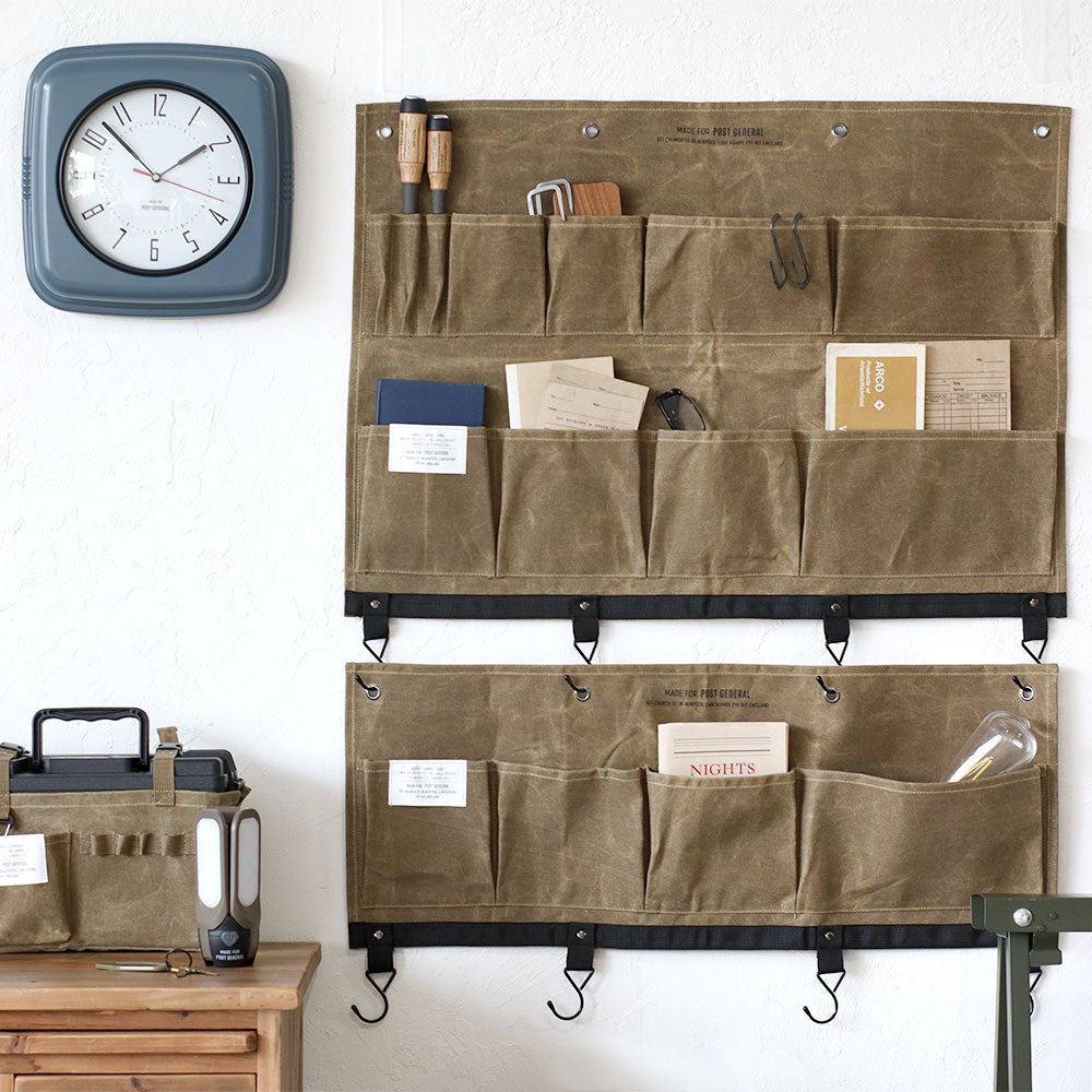 WAXED CANVAS WALL POCKET L / ワックスドキャンバス ウォールポケット L - BROWN