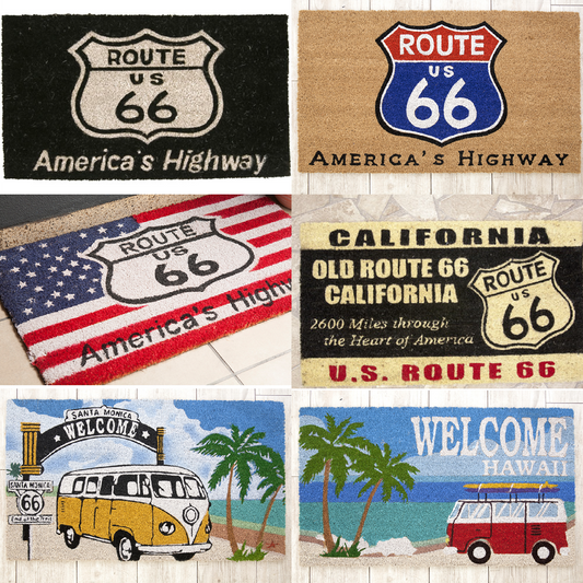 厳選ガレージ装飾セット03　選べる玄関マットとアンティーク メタルエンボスプレート6枚（ランダム）セット！