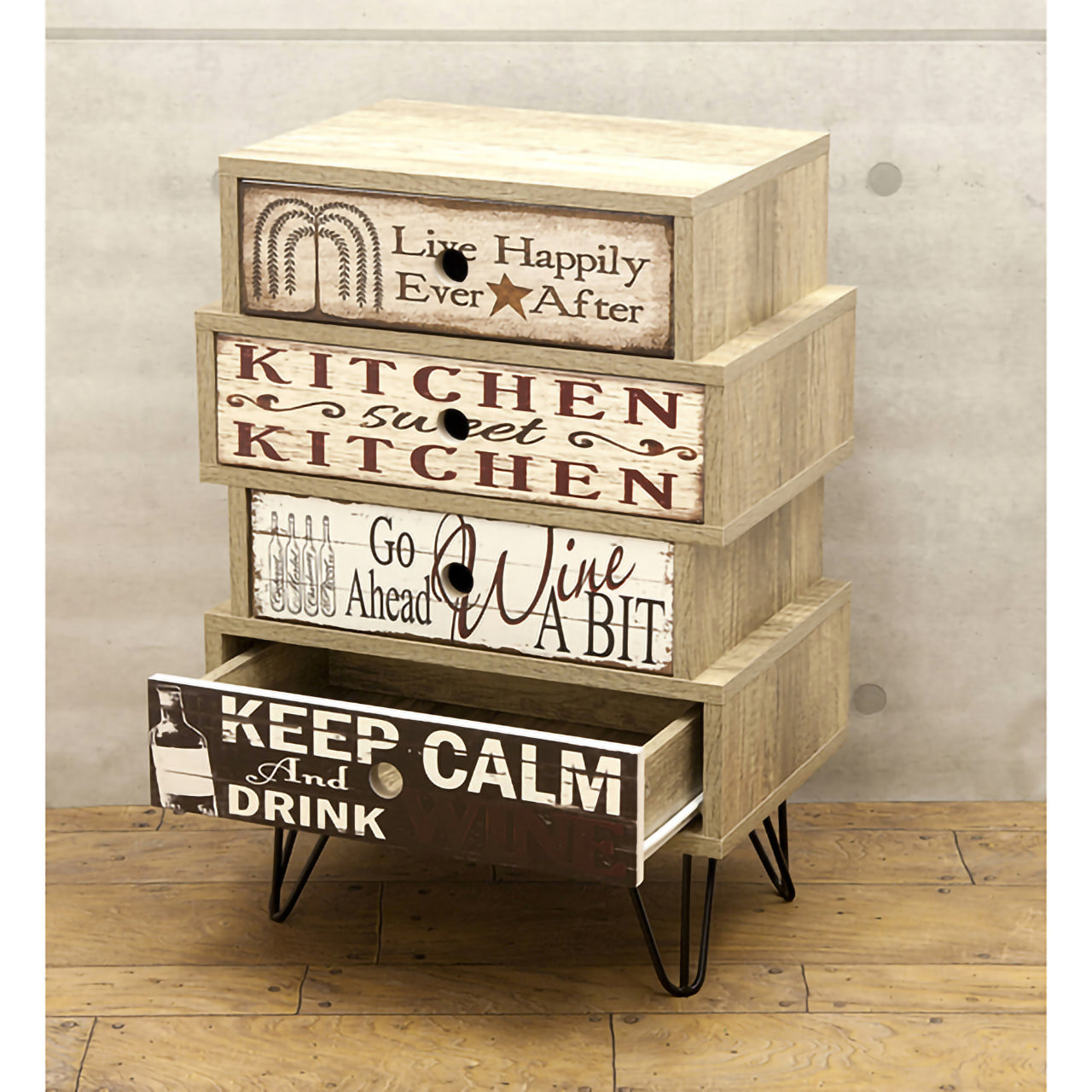 スタジオファニチャー★4段キャビネット002｜アメリカンテイストの組立式収納家具