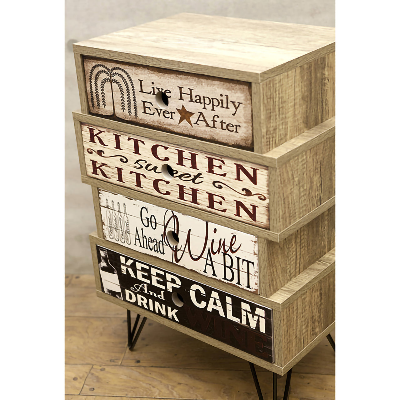 スタジオファニチャー★4段キャビネット002｜アメリカンテイストの組立式収納家具