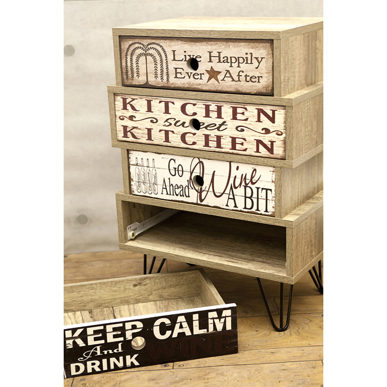 スタジオファニチャー★4段キャビネット002｜アメリカンテイストの組立式収納家具