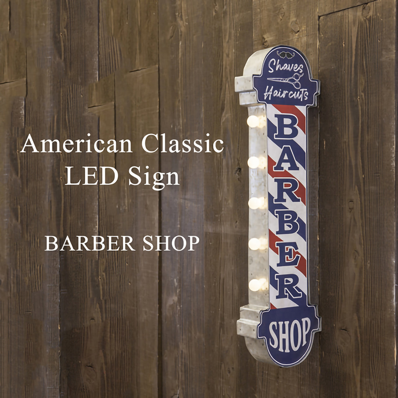 【理容室の雰囲気を一瞬で演出】American Classic LED Sign【BARBER SHOP】