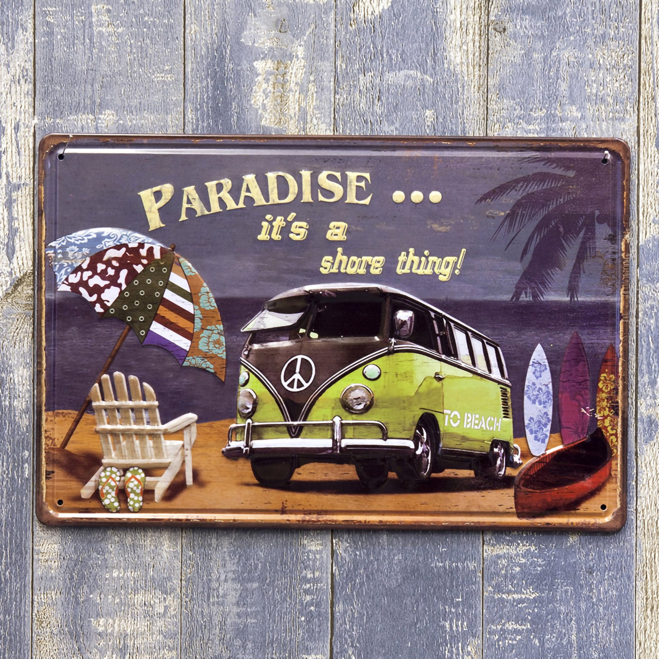 厳選ガレージ装飾セット01　選べる玄関マットとアンティーク メタルエンボスプレート6枚セット！