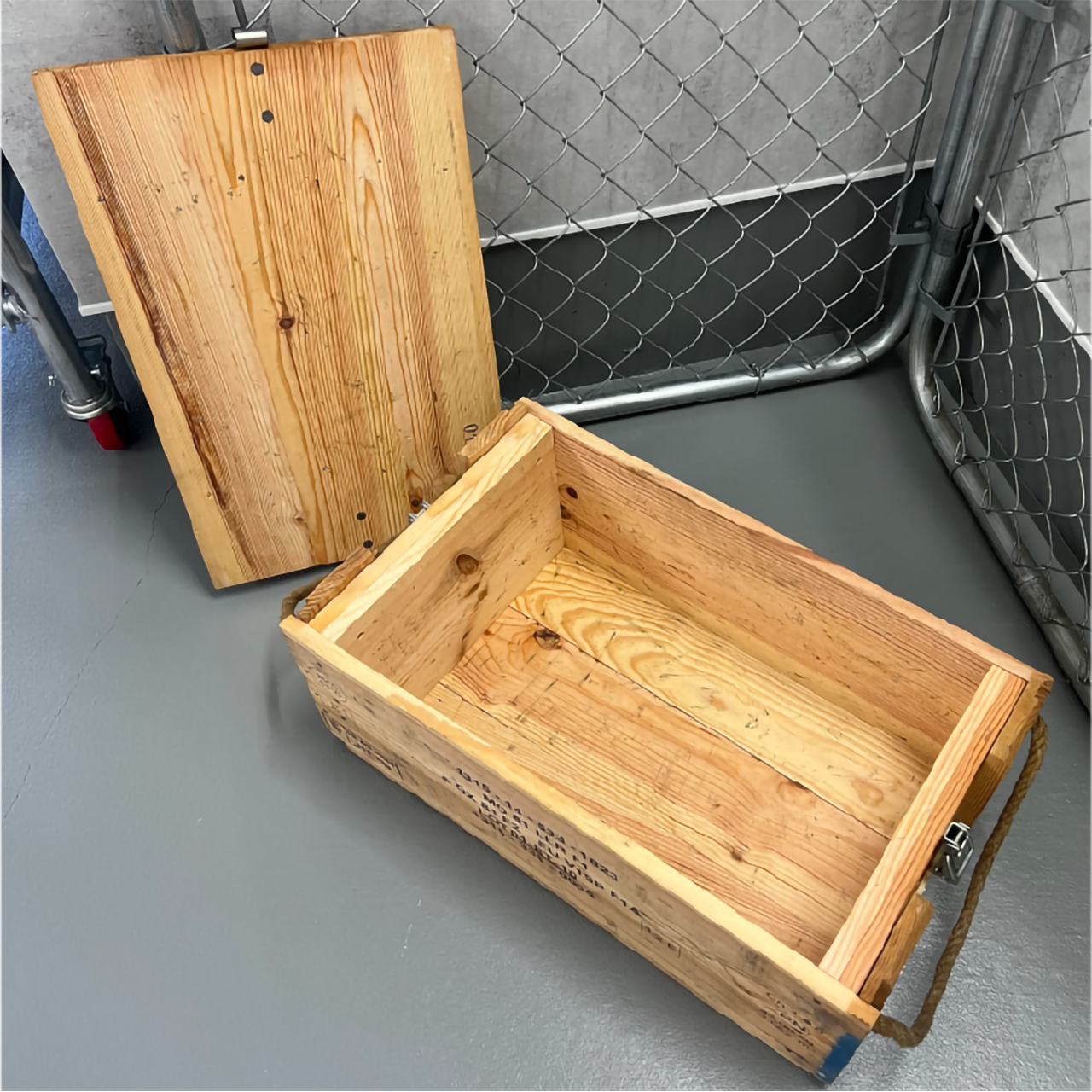 フランス アミニッションボックス ウッド 麻紐ハンドル