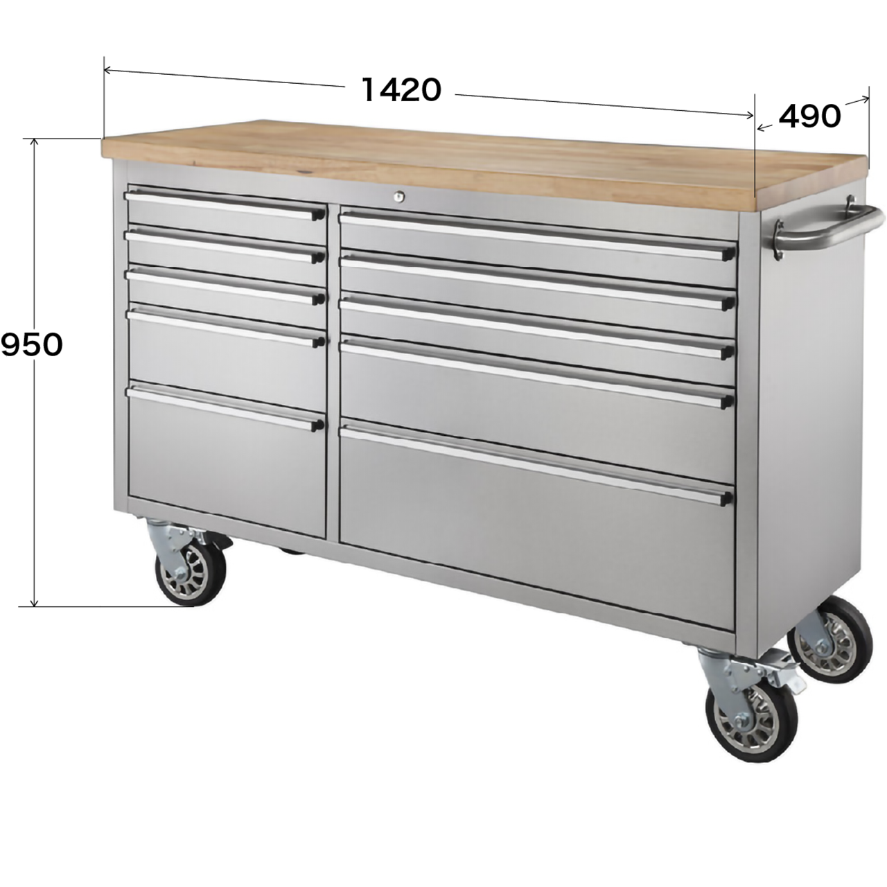 GB-S14　　ツールキャビネット｜幅142cmの大型収納、ステンレス×天然木の高機能キャビネット