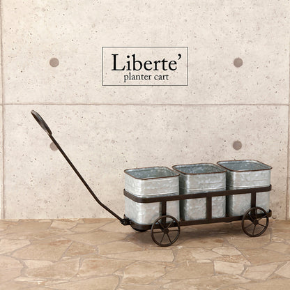🌿Liberte ブリキプランターカート｜お庭や玄関先を彩るアンティーク風ガーデンアイテム