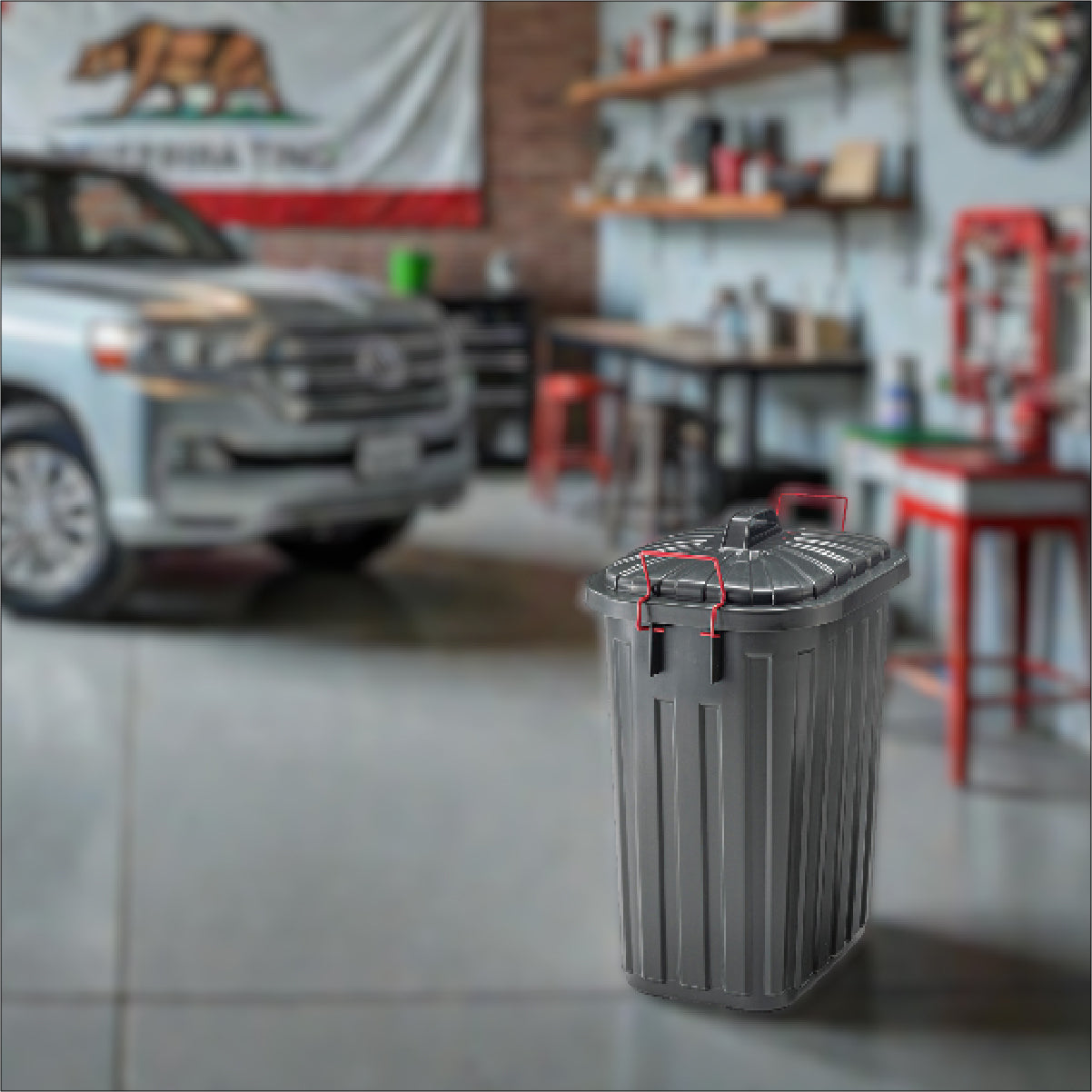 ガレージにぴったりなゴミ箱！タフカン60L