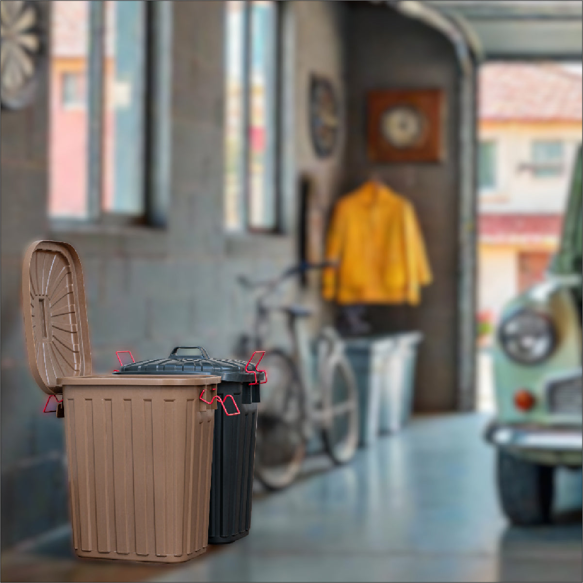 ガレージにぴったりなゴミ箱！タフカン60L