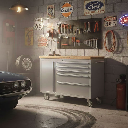 GB-S13　　ツールキャビネット｜ステンレス×天然木のプロ仕様、店舗・ガレージに映える高耐久キャビネット