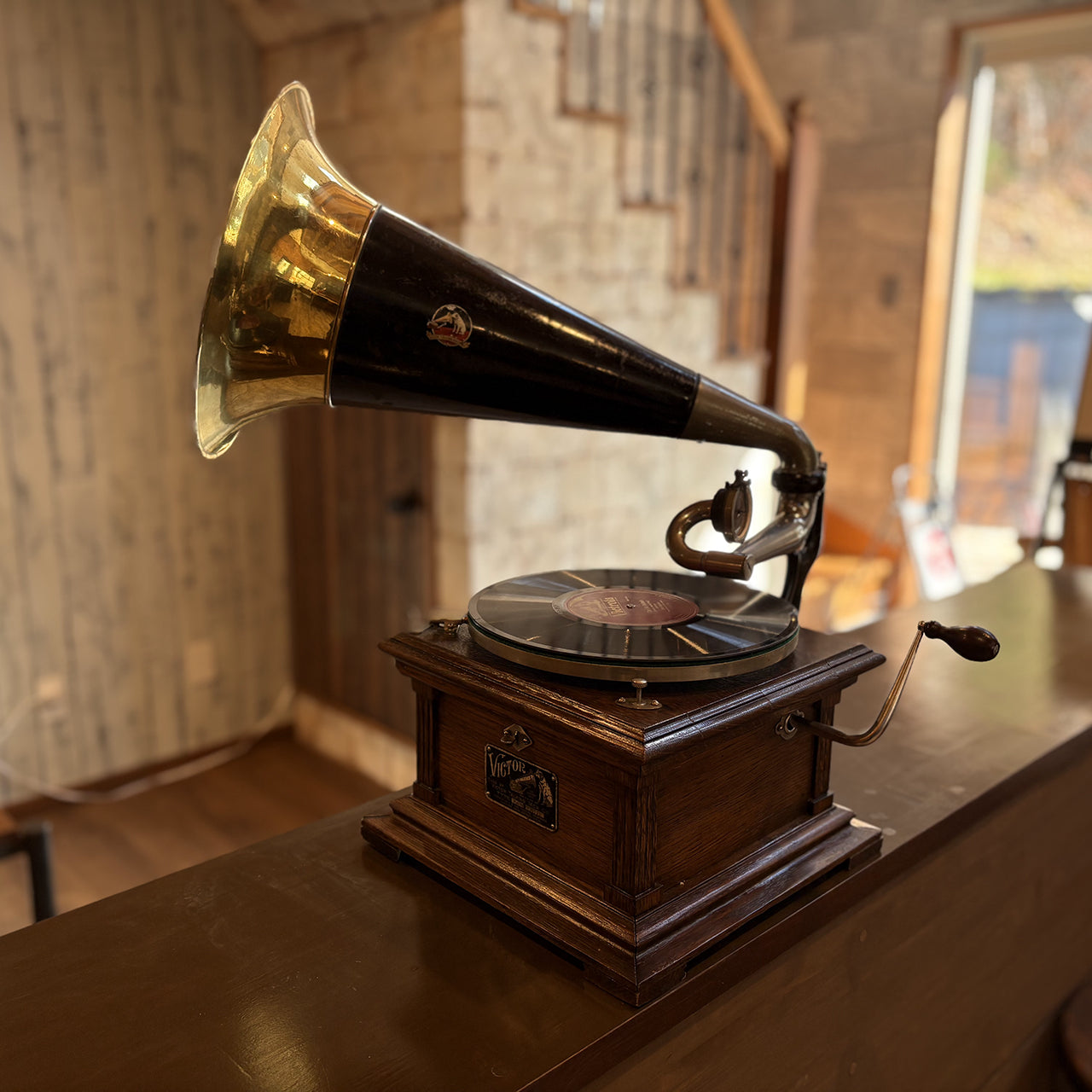 【Victor ビクター製 レコードプレイヤー Ⅱ M型（1905-1909年製）】アンティーク蓄音機セット