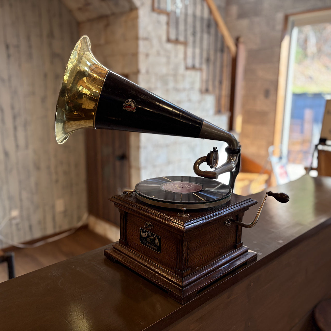 【Victor ビクター製 レコードプレイヤー Ⅱ M型（1905-1909年製）】アンティーク蓄音機セット