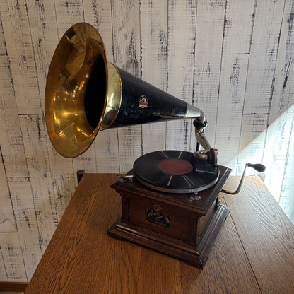 【Victor 製 レコードプレイヤー Ⅱ M型（1905-1909年製）】アンティーク蓄音機セット