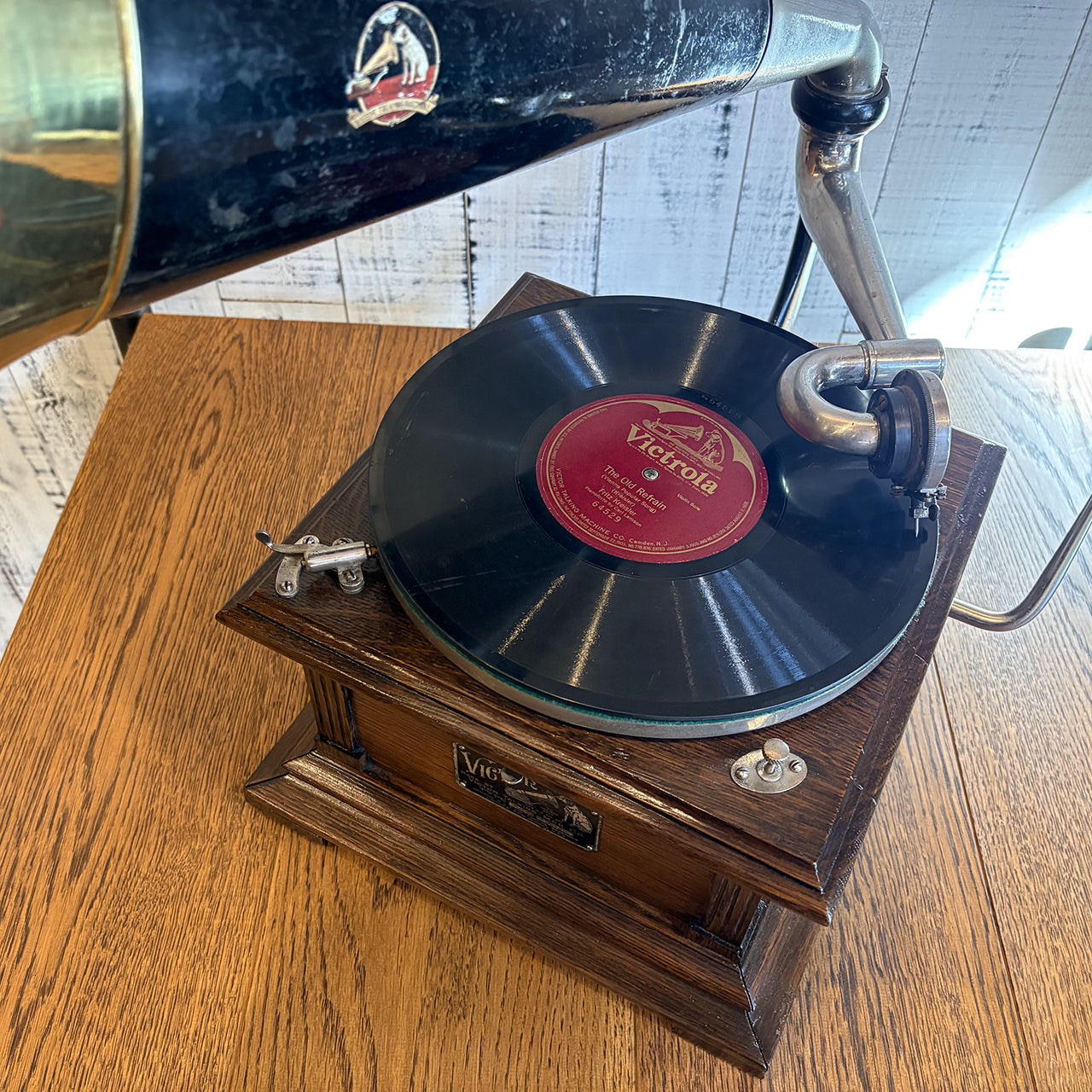 【Victor ビクター製 レコードプレイヤー Ⅱ M型（1905-1909年製）】アンティーク蓄音機セット