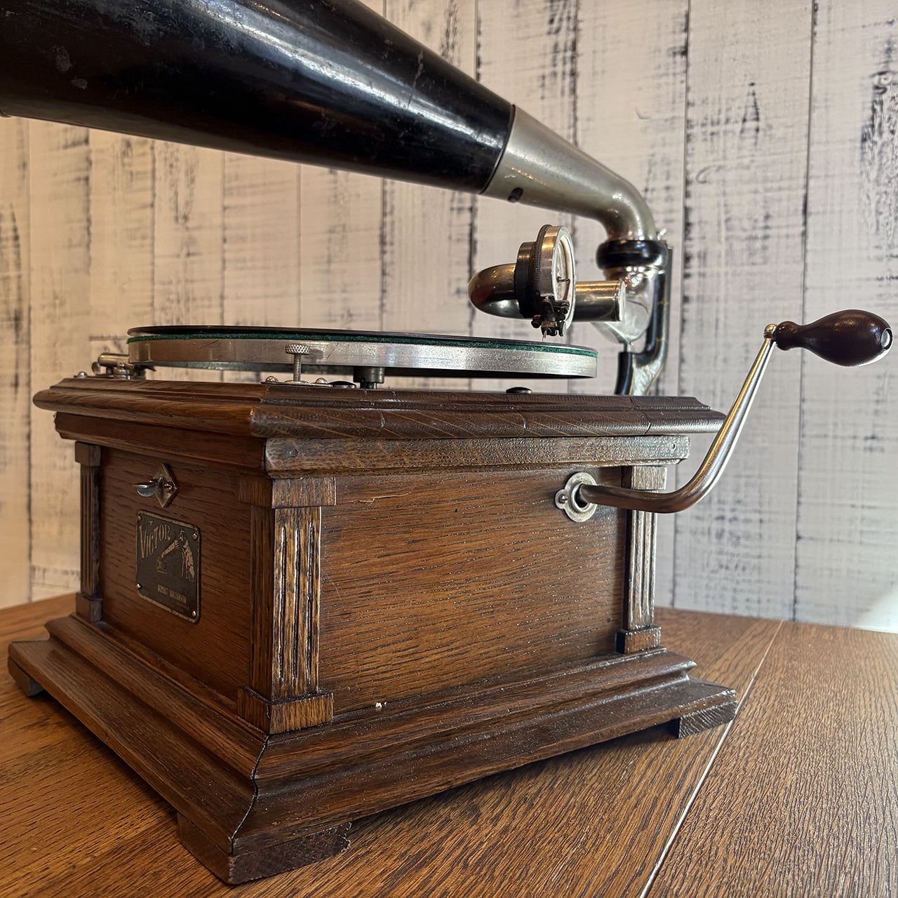 【Victor ビクター製 レコードプレイヤー Ⅱ M型（1905-1909年製）】アンティーク蓄音機セット