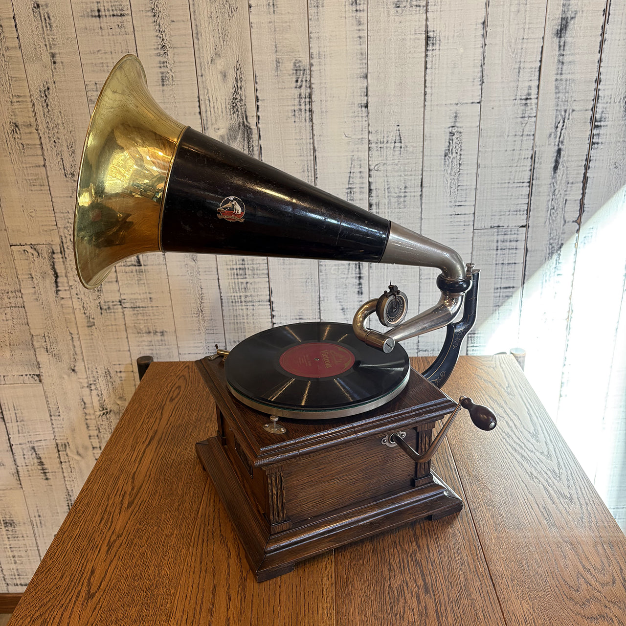 【Victor ビクター製 レコードプレイヤー Ⅱ M型（1905-1909年製）】アンティーク蓄音機セット