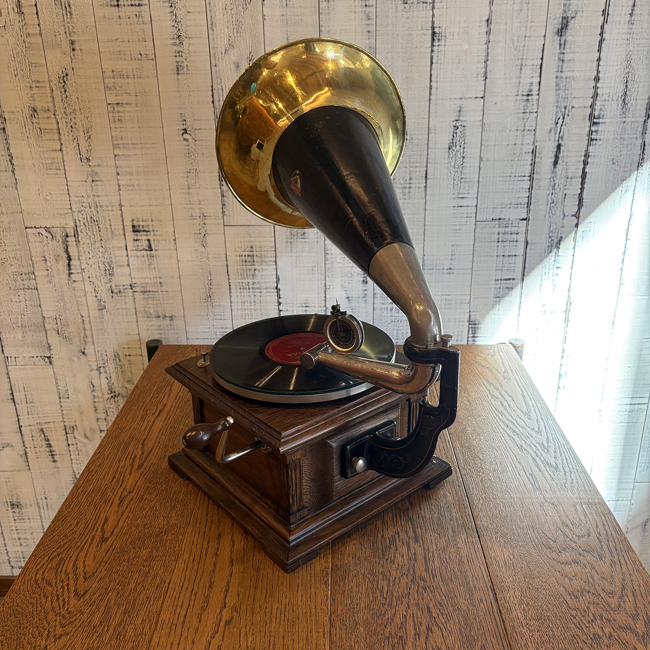 【Victor ビクター製 レコードプレイヤー Ⅱ M型（1905-1909年製）】アンティーク蓄音機セット