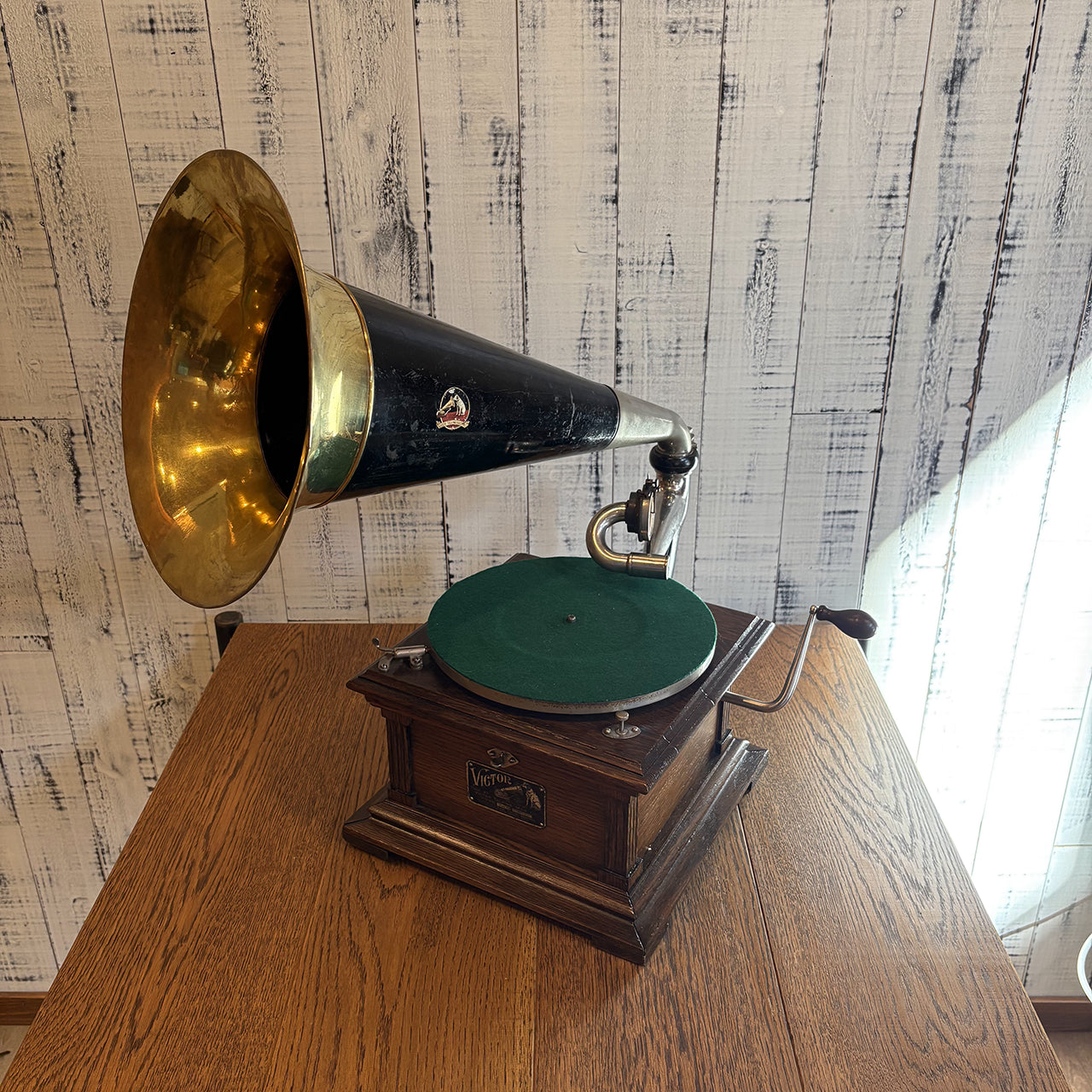 【Victor ビクター製 レコードプレイヤー Ⅱ M型（1905-1909年製）】アンティーク蓄音機セット