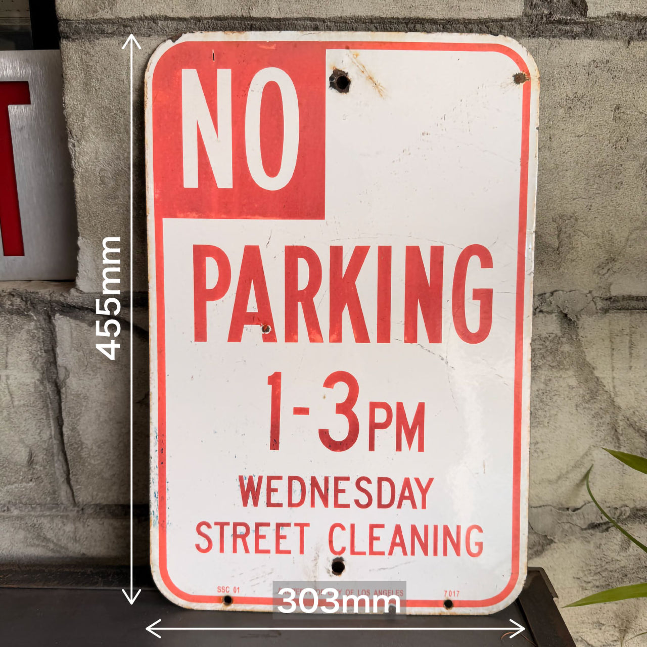 【本物のアメリカンロードサイン】-No　Parking 1-3PM-