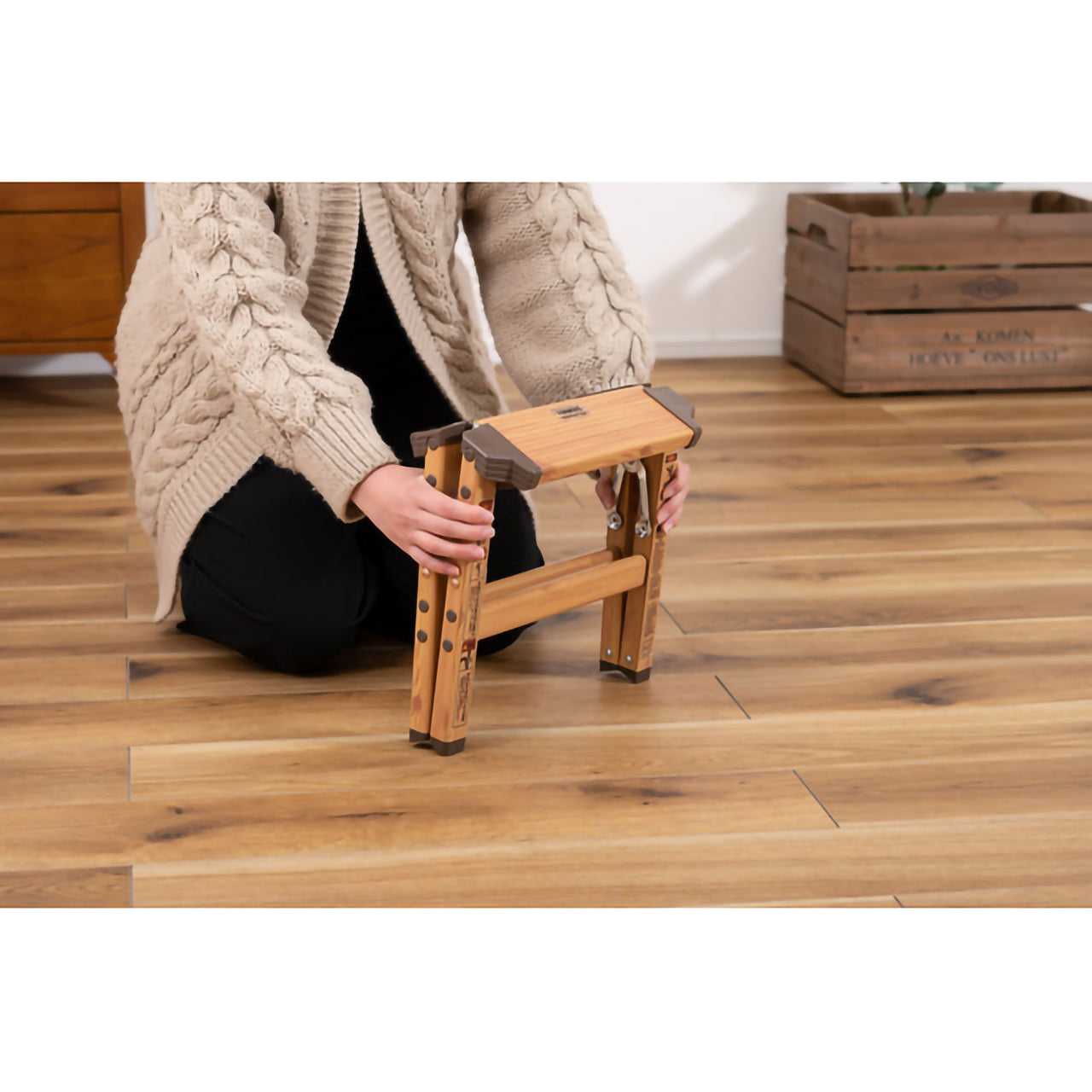 GB-LF13 アルミ　ステップスツール(木目プリント）