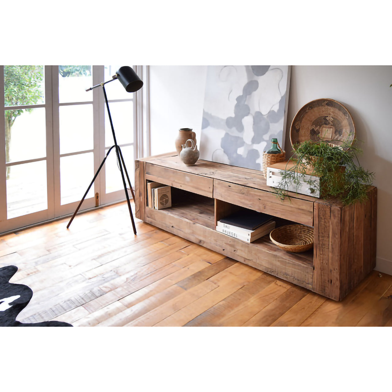 GB-T09　ローボード｜古材の重厚感が映える、幅210cmのヴィンテージテレビボード