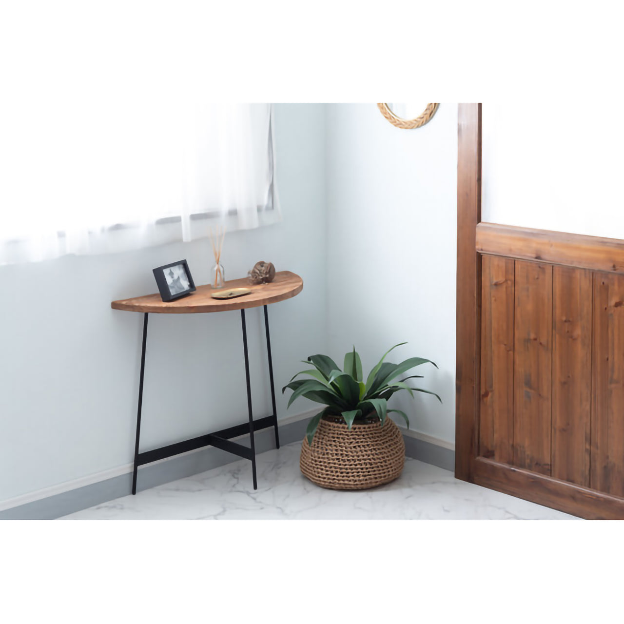 GB-T12 コンソール｜半円フォルムが美しい、古材×アイアンのヴィンテージテーブル