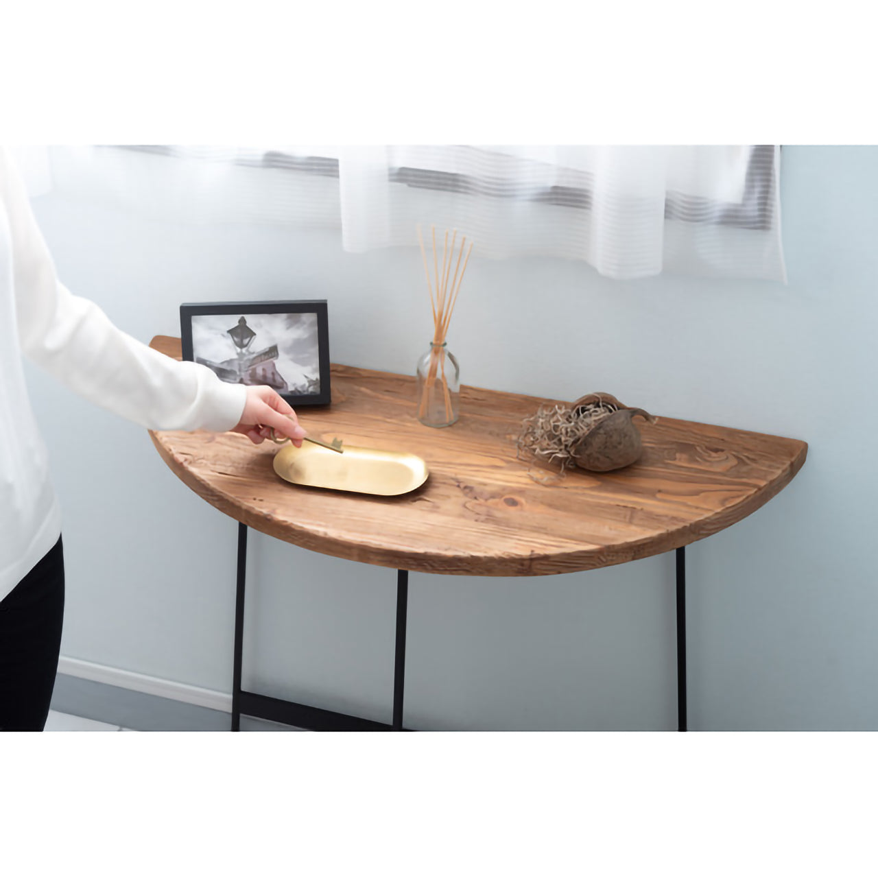 GB-T12 コンソール｜半円フォルムが美しい、古材×アイアンのヴィンテージテーブル