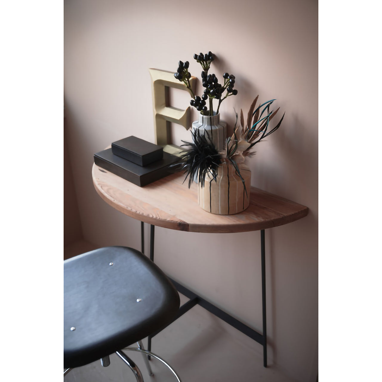 GB-T12 コンソール｜半円フォルムが美しい、古材×アイアンのヴィンテージテーブル