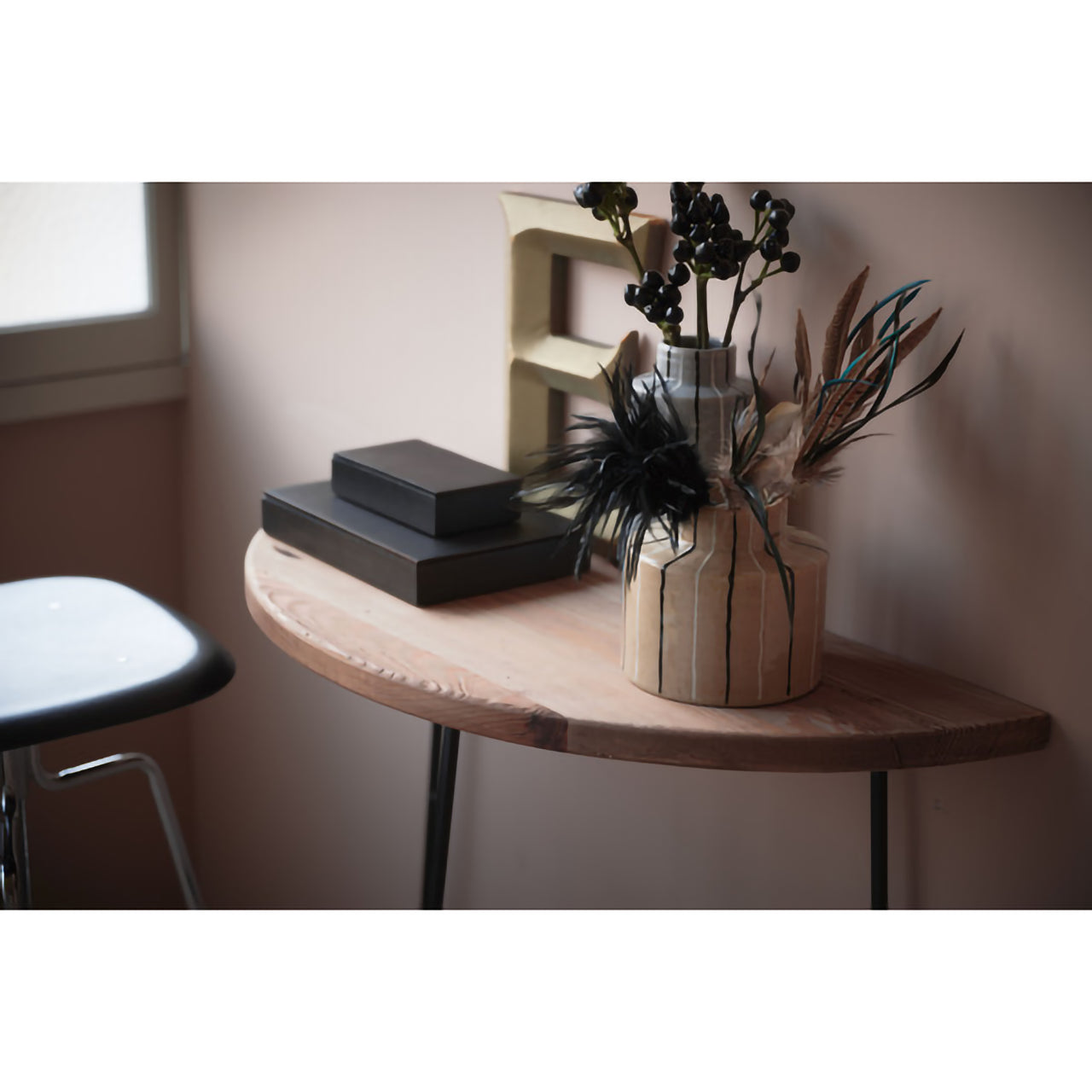 GB-T12 コンソール｜半円フォルムが美しい、古材×アイアンのヴィンテージテーブル