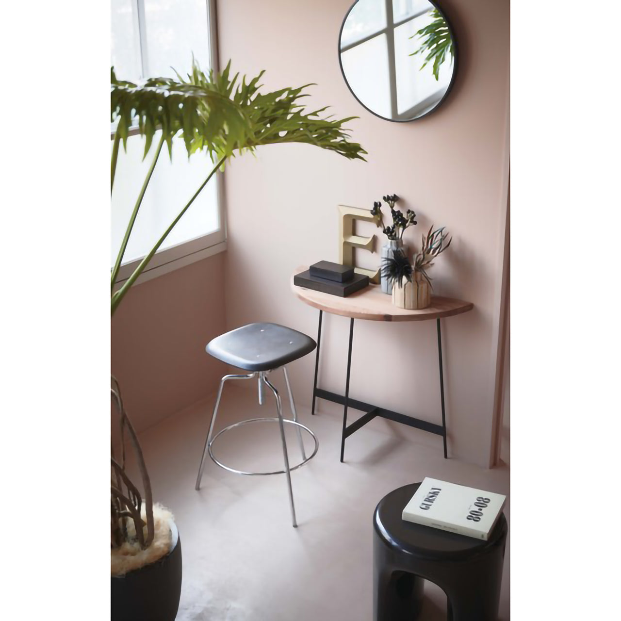 GB-T12 コンソール｜半円フォルムが美しい、古材×アイアンのヴィンテージテーブル