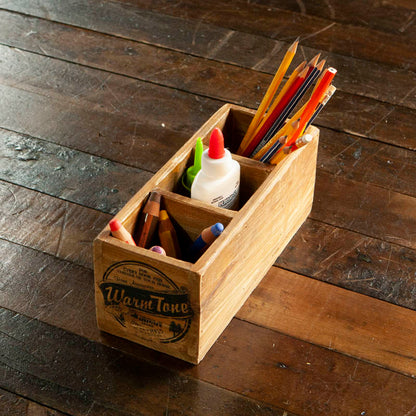 3 PARTITION WOODEN BOX