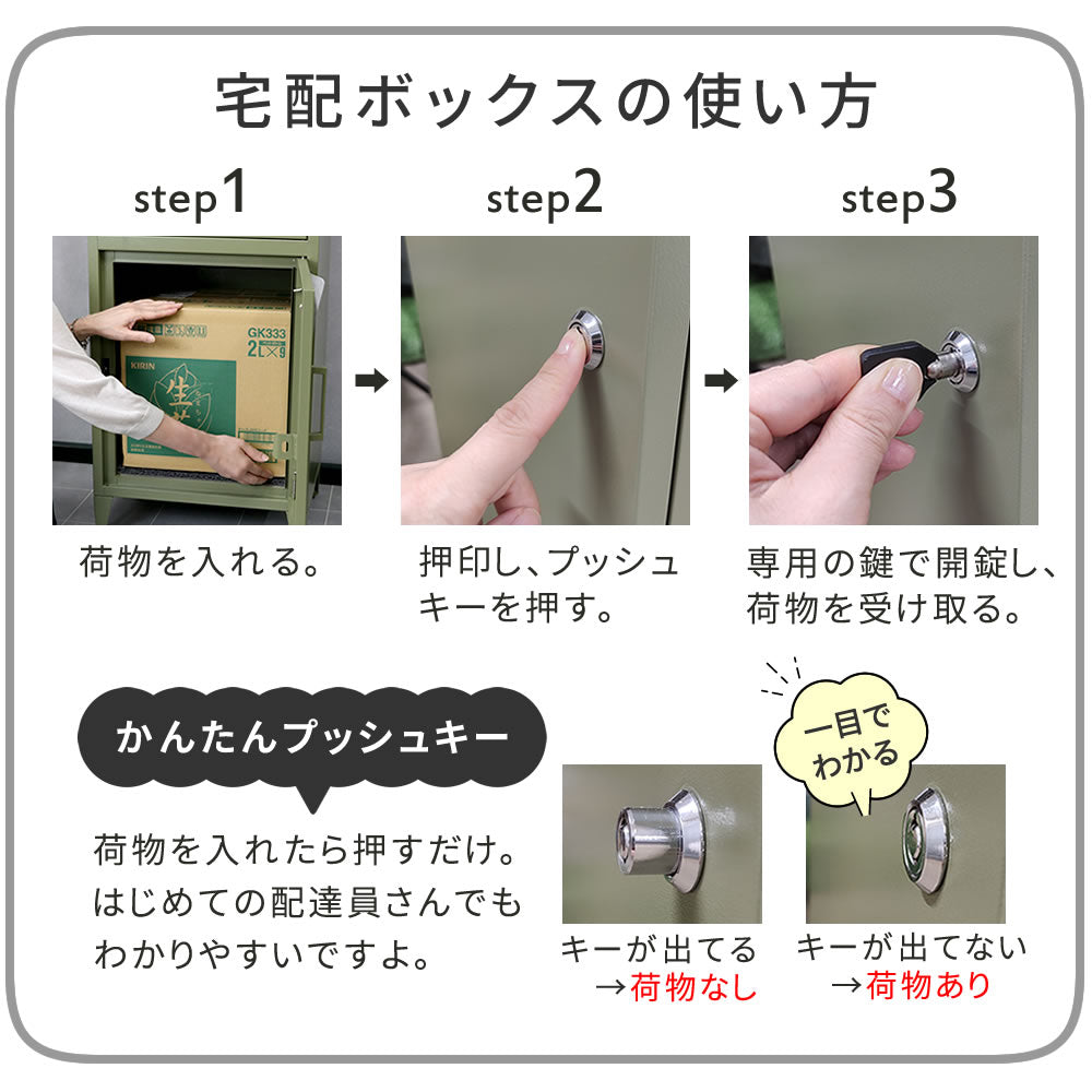 ポスト一体型宅配ボックス”No.01” 大容量 おしゃれ アメリカン スタイリッシュ 置き型 防錆加工