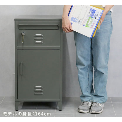 ポスト一体型宅配ボックス”No.01” 大容量 おしゃれ アメリカン スタイリッシュ 置き型 防錆加工